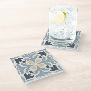 Mediterraan Azulejo-tegelmotief Glazen Onderzetter