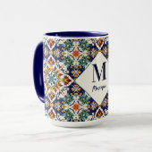 Mediterraan azulejo Turks tegel monogram Mok (Voorkant links)