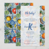 Mediterraan Baby shower met blauwe witte mozaïek Kaart (Voorkant / Achterkant)