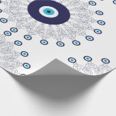 Mediterraan Blauw Aqua Evil Eye Mandala Patroon Cadeaupapier (Hoek)