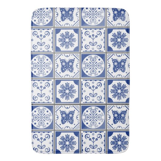 mediterraan blauw badmat (Voorkant Verticaal)