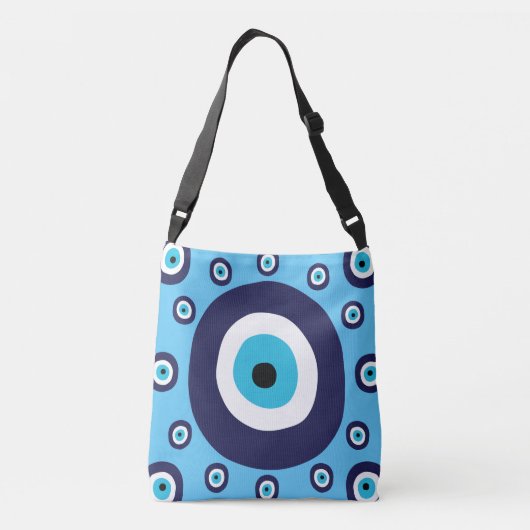 Mediterraan Blauw Beschermende Nazar Evil Eye Prin Crossbody Tas (Achterkant)