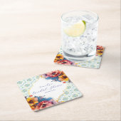 Mediterraan Blauw Bloemig Bruidsfeest Kartonnen Onderzetters (Insitu)