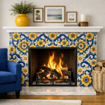 Mediterraan Blauw Bloemmotief Naadloos