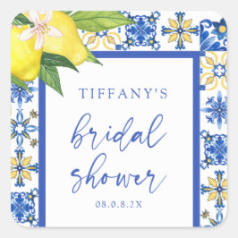 Mediterraan Blauw Citroenen Vrijgezellenfeest Beda Vierkante Sticker