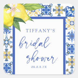 Mediterraan Blauw Citroenen Vrijgezellenfeest Beda Vierkante Sticker