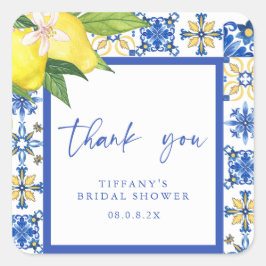 Mediterraan Blauw Citroenen Vrijgezellenfeest Beda Vierkante Sticker