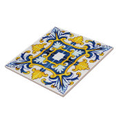 -mediterraan blauw en geel tegeltje (Zijkant)