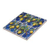Mediterraan blauw en traditionele citroenen tegeltje (Zijkant)