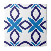 Mediterraan blauw en wit geometrisch patroon tegeltje (Voorkant)