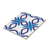 Mediterraan blauw en wit geometrisch patroon tegeltje (Zijkant)