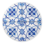 Mediterraan blauw en wit Retro Tegel Look Keramische Knop (Voorkant)