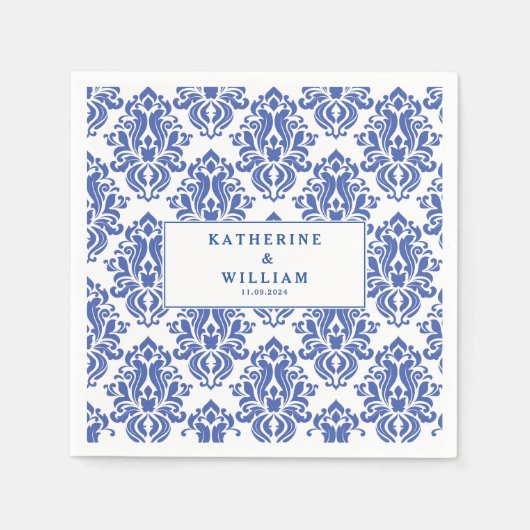 Mediterraan Blauw en witte tegels  patroon Servet (Voorkant)