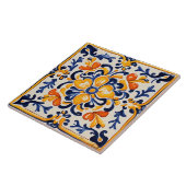 Mediterraan Blauw & Geel Bloemen Siciliaans Tegeltje (Zijkant)