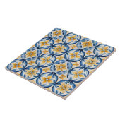 Mediterraan Blauw & Geel Bloemmotief Tegeltje (Zijkant)