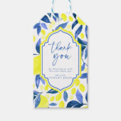 Mediterraan Blauw Gele Citroenen Bruidsdiner Cadeaulabel (Voorkant)