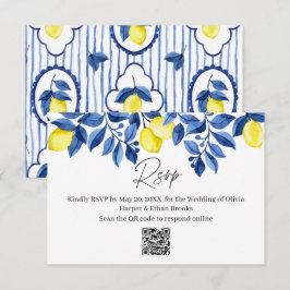Mediterraan Blauw Gestreepte Citroen Trouw RSVP Kaartje