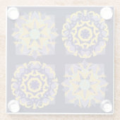  Mediterraan Blauw Goud Tegel Patroon Glazen Onderzetter (Achterkant)