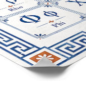 Mediterraan Blauw Grieks Alfabet Hellenisch Schema Poster (Hoek)