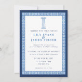 Mediterraan Blauw Grieks Sleutel Grieks Kolom Kaart (Voorkant)