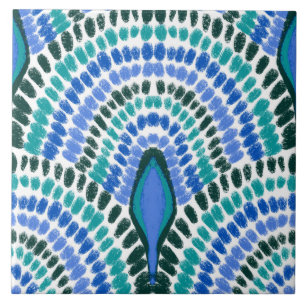 Mediterraan Blauw Groen Mozaïek Geschilderde Scall Tegeltje