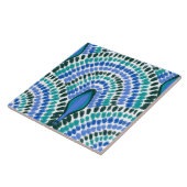 Mediterraan Blauw Groen Mozaïek Geschilderde Scall Tegeltje (Zijkant)