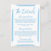 Mediterraan Blauw Hand Getrokken bruiloft Details Informatiekaartje (Voorkant)