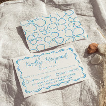 Mediterraan Blauw Handgetekend Modern Italië Trouw