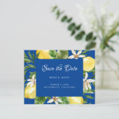 Mediterraan Blauw Huwelijk Save the Date Matte Uitnodiging Briefkaart (Staand voorkant)