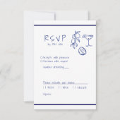 Mediterraan blauw Italiaans Hand Geschreven RSVP Kaartje (Voorkant)