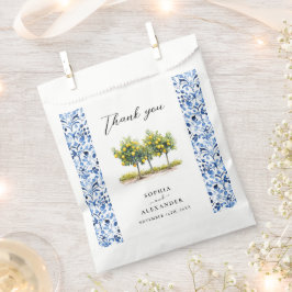 Mediterraan Blauw Italiaans Tegels Lemon Wedding Bedankzakje