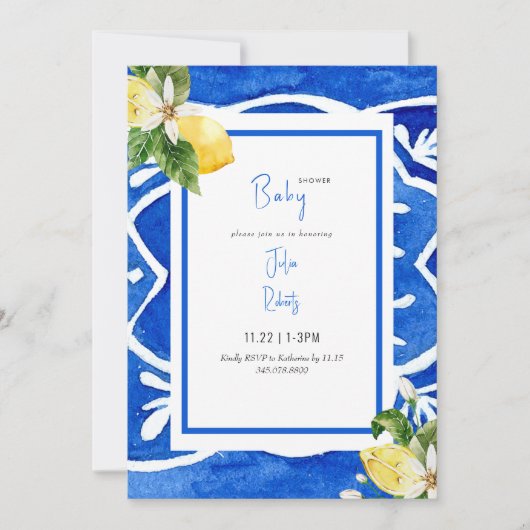 mediterraan blauw modern kleurrijk Baby shower IV Kaart (Voorkant)