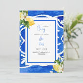 mediterraan blauw modern kleurrijk Baby shower IV Kaart (Staand voorkant)