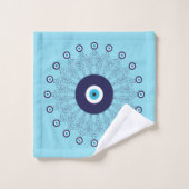 Mediterraan Blauw Nazar Evil Eye Mandala Cirkels Bad Handdoek (Wasdoekje)