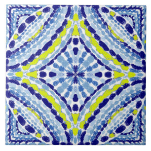 Mediterraan Blauw Neon Mozaïek-handgeschilderd Tegeltje