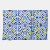 Mediterraan Blauw Neon Mozaïek-handgeschilderd Theedoek (Horizontaal)