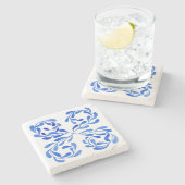 mediterraan blauw stenen onderzetter (Zijkant)