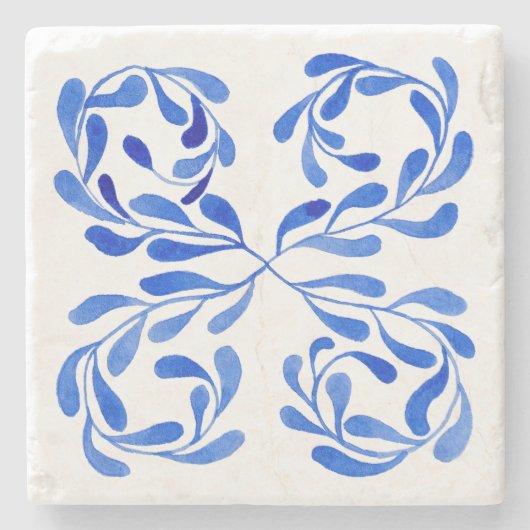 mediterraan blauw stenen onderzetter (Voorkant)