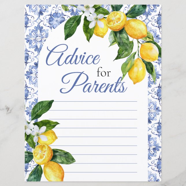 Mediterraan Blauw Tegel Citroen Advies voor Ouders (Voorkant)