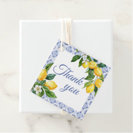 Mediterraan Blauw Tegel Citroen Baby shower Bedank Bedankjes Labels