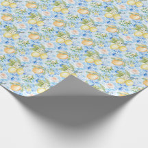 Mediterraan Blauw Tegel Geel Citroen Aquarel