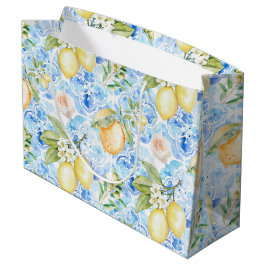 Mediterraan Blauw Tegel Geel Citroen Aquarel Groot Cadeauzakje
