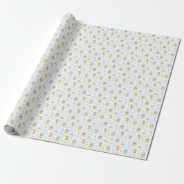 Mediterraan Blauw Tegel Geel Citroen Kust Cadeaupapier