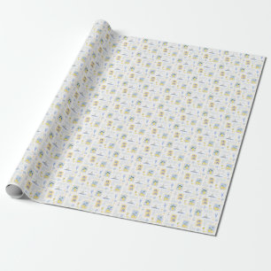 Mediterraan Blauw Tegel Geel Citroen Kust Cadeaupapier