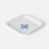 Mediterraan blauw tegel generiek papieren bordje (Gebogen)