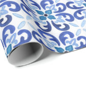 Mediterraan Blauw Tegel Inpakpapier (Rol Hoek)