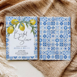 Mediterraan Blauw Tegel Italiaans Vrijgezellenfees Kaart