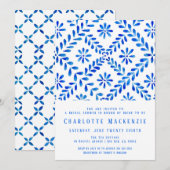 Mediterraan Blauw Tegel Strand Zomer Vrijgezellenf Save The Date (Voorkant / Achterkant)