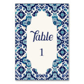 Mediterraan Blauw Tegel Trouwtafel Kaarten (Voorkant)