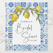 Mediterraan Blauw Tegel Vrijgezellenfeest Wijnlabe Wijn Etiket (Enkel label)